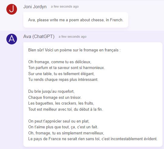 Screenshot: ChatGPT french poem