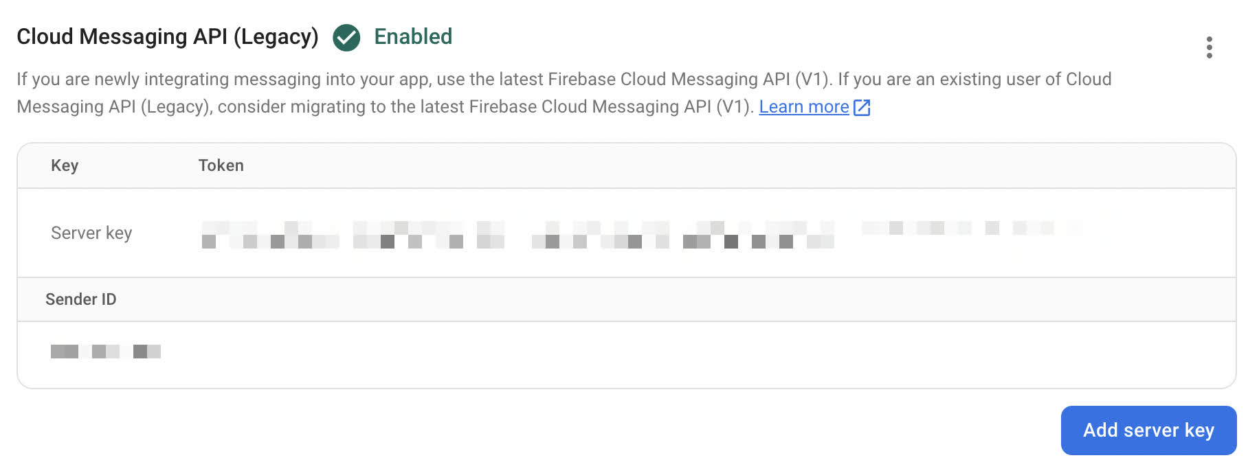Screenshot: Firebase Cloud Messaging server key