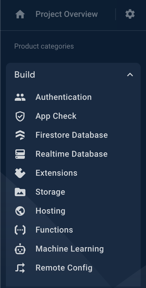 Screenshot: Firebase side menu authentication